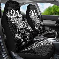 New Zealand Rugby Warrior Custom Car Seat Cover Black Fern Taniko Motif