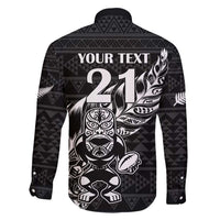 New Zealand Rugby Warrior Custom Family Matching Puletasi and Hawaiian Shirt Black Fern Taniko Motif