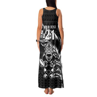 New Zealand Rugby Warrior Custom Family Matching Tank Maxi Dress and Hawaiian Shirt Black Fern Taniko Motif