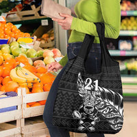 New Zealand Rugby Warrior Custom Grocery Bag Black Fern Taniko Motif