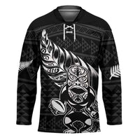 New Zealand Rugby Warrior Custom Hockey Jersey Black Fern Taniko Motif - Polynesian Pride