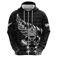 New Zealand Rugby Warrior Custom Hoodie Black Fern Taniko Motif