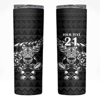 New Zealand Rugby Warrior Custom Skinny Tumbler Black Fern Taniko Motif