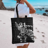 New Zealand Rugby Warrior Custom Tote Bag Black Fern Taniko Motif - Polynesian Pride