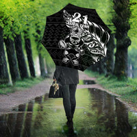New Zealand Rugby Warrior Custom Umbrella Black Fern Taniko Motif - Polynesian Pride