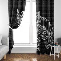 New Zealand Rugby Warrior Custom Window Curtain Black Fern Taniko Motif
