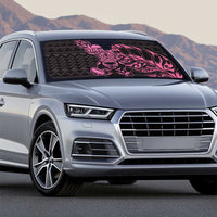 New Zealand Rugby Warrior Custom Auto Sun Shade Pink Fern Taniko Motif - Polynesian Pride