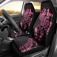 New Zealand Rugby Warrior Custom Car Seat Cover Pink Fern Taniko Motif