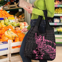 New Zealand Rugby Warrior Custom Grocery Bag Pink Fern Taniko Motif