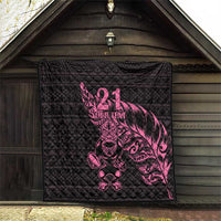 New Zealand Rugby Warrior Custom Quilt Pink Fern Taniko Motif