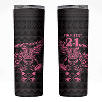 New Zealand Rugby Warrior Custom Skinny Tumbler Pink Fern Taniko Motif