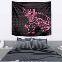 New Zealand Rugby Warrior Custom Tapestry Pink Fern Taniko Motif