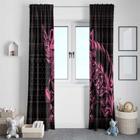 New Zealand Rugby Warrior Custom Window Curtain Pink Fern Taniko Motif