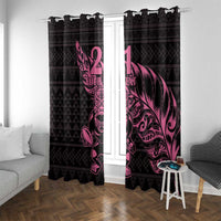 New Zealand Rugby Warrior Custom Window Curtain Pink Fern Taniko Motif