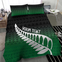 Green Silver Fern Spirit Taniko Tukutuku Personalised Bedding Set