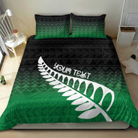 Green Silver Fern Spirit Taniko Tukutuku Personalised Bedding Set