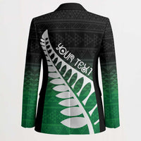 Green Silver Fern Spirit Taniko Tukutuku Personalised Blazer - Polynesian Pride