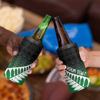 Green Silver Fern Spirit Taniko Tukutuku Personalised 4 in 1 Can Cooler Tumbler