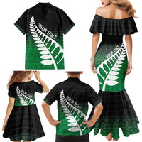 Green Silver Fern Spirit Taniko Tukutuku Personalised Family Matching Mermaid Dress and Hawaiian Shirt LT9 - Polynesian Pride