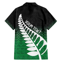 Green Silver Fern Spirit Taniko Tukutuku Personalised Family Matching Short Sleeve Bodycon Dress and Hawaiian Shirt LT9 - Polynesian Pride