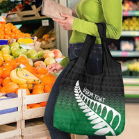 Green Silver Fern Spirit Taniko Tukutuku Personalised Grocery Bag