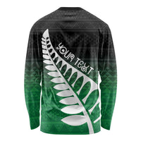 Green Silver Fern Spirit Taniko Tukutuku Personalised Long Sleeve Shirt