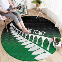 Green Silver Fern Spirit Taniko Tukutuku Personalised Round Carpet
