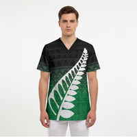 Green Silver Fern Spirit Taniko Tukutuku Personalised Scrub Top - Polynesian Pride