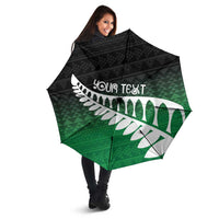 Green Silver Fern Spirit Taniko Tukutuku Personalised Umbrella - Polynesian Pride
