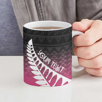 Pink Silver Fern Spirit Taniko Tukutuku Personalised Ceramic Mug - Polynesian Pride