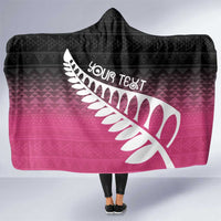 Pink Silver Fern Spirit Taniko Tukutuku Personalised Hooded Blanket