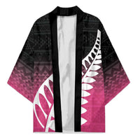 Pink Silver Fern Spirit Taniko Tukutuku Personalised Kimono - Polynesian Pride