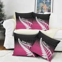 Pink Silver Fern Spirit Taniko Tukutuku Personalised Pillow Cover - Polynesian Pride
