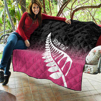 Pink Silver Fern Spirit Taniko Tukutuku Personalised Quilt