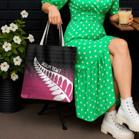 Pink Silver Fern Spirit Taniko Tukutuku Personalised Tote Bag - Polynesian Pride