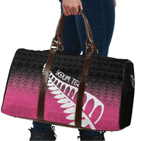 Pink Silver Fern Spirit Taniko Tukutuku Personalised Travel Bag - Polynesian Pride