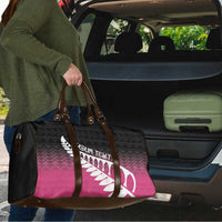Pink Silver Fern Spirit Taniko Tukutuku Personalised Travel Bag - Polynesian Pride