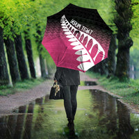 Pink Silver Fern Spirit Taniko Tukutuku Personalised Umbrella - Polynesian Pride