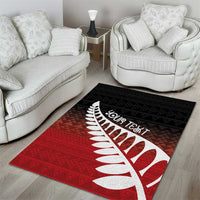 Red Silver Fern Spirit Taniko Tukutuku Personalised Area Rug
