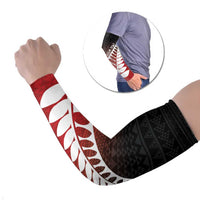 Red Silver Fern Spirit Taniko Tukutuku Personalised Arm Sleeves LT9 Set of 2 Red - Polynesian Pride