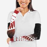 Red Silver Fern Spirit Taniko Tukutuku Personalised Arm Sleeves LT9 - Polynesian Pride