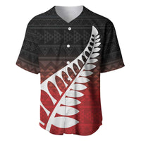 Red Silver Fern Spirit Taniko Tukutuku Personalised Baseball Jersey LT9 Red - Polynesian Pride