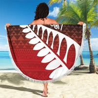 Red Silver Fern Spirit Taniko Tukutuku Personalised Beach Blanket
