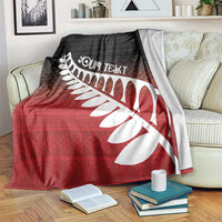Red Silver Fern Spirit Taniko Tukutuku Personalised Blanket