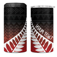 Red Silver Fern Spirit Taniko Tukutuku Personalised 4 in 1 Can Cooler Tumbler