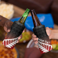 Red Silver Fern Spirit Taniko Tukutuku Personalised 4 in 1 Can Cooler Tumbler