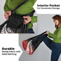 Red Silver Fern Spirit Taniko Tukutuku Personalised Grocery Bag