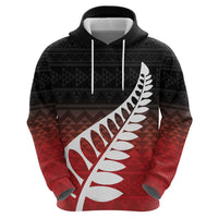 Red Silver Fern Spirit Taniko Tukutuku Personalised Hoodie