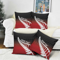 Red Silver Fern Spirit Taniko Tukutuku Personalised Pillow Cover - Polynesian Pride