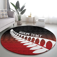 Red Silver Fern Spirit Taniko Tukutuku Personalised Round Carpet